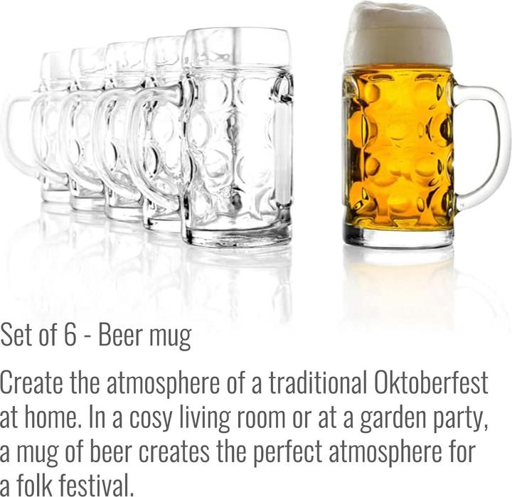 Immagine prodotto Ich-zapfe Bicchiere da birra, set di 6 boccali da birra, ISAR - 0,3 litri (0.30 l, 1 x)