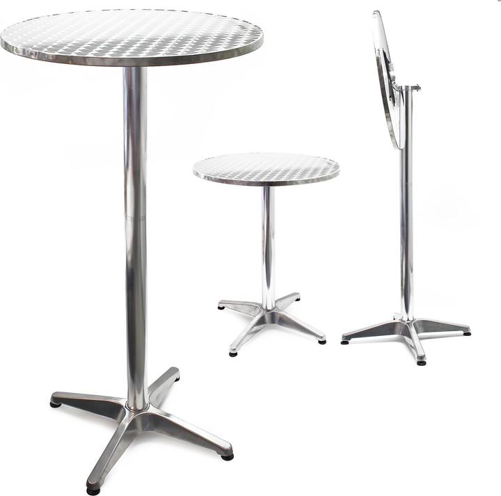 Wiltec Table haute 74/114 cm Ø60cm réglable en hauteur pliable Table de bistrot Table de bar (60 x 60 x 114 cm)