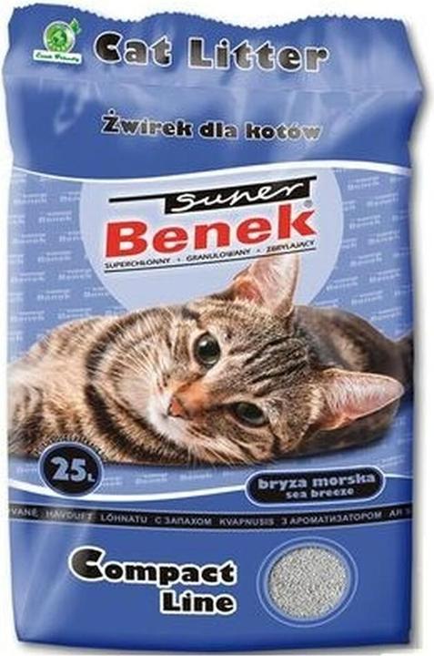 Immagine prodotto Super Benek Lettiera per gatti COMPACT Bentonite Split Sea Breeze 25 l (Raggruppamento, Assorbimento rapido, Profumato, 30 kg)