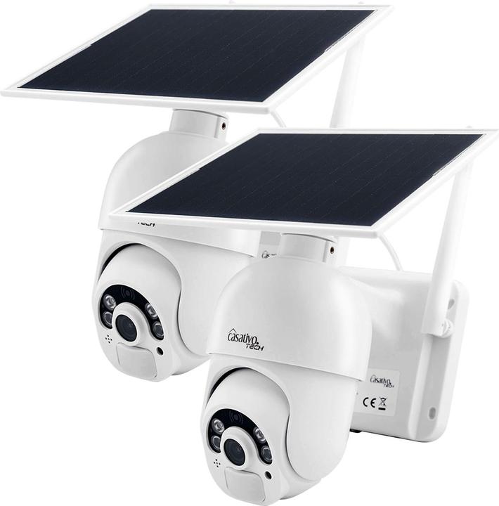 Actual product image Casativo Pan-tilt surveillance camera with full HD, rechargeable battery & solar panel, IP66, set of 2 (1920 x 1080 Pixels)