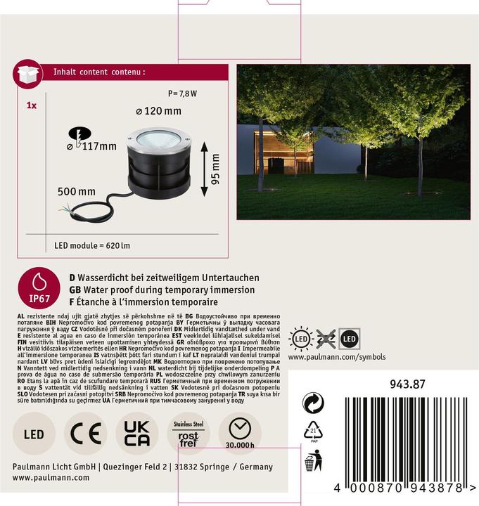 Actual product image Paulmann Floor recessed luminaire (620 lm, IP67)