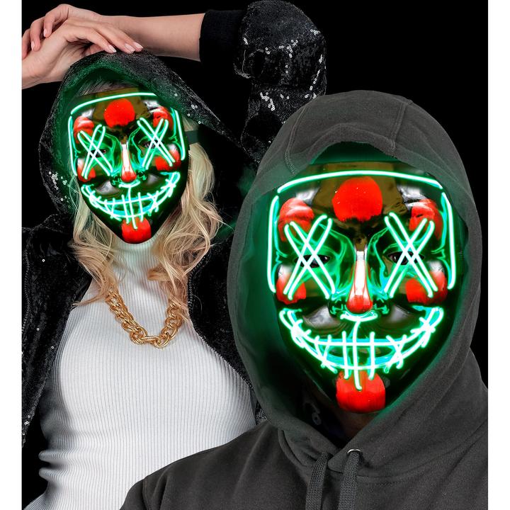 Actual product image Widmann Creepy X mask with green LED lighting