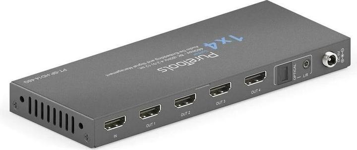 Actual product image Purelink PureTools - 1x4 HDMI2.1 Splitter - 48Gbps - 8K (60Hz 4:2:0) 12 bit, Audio De-Embedding and Signal M