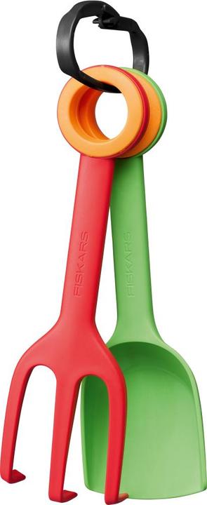 Produktbild Fiskars Kinder-Blumenkelle und Kinder-Pflanzgabel, 2-in-1-Set, Länge: 24 cm, Glasfaserverstärkter Ku