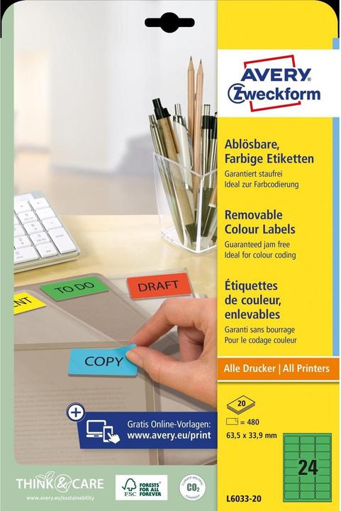 Actual product image Avery L6033 Abziehbare labels