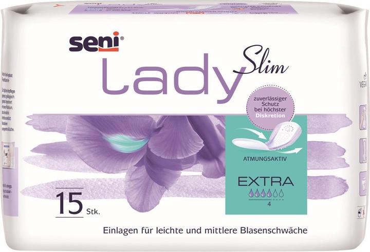 Immagine prodotto Seni Lady Slim Extra Einlage atmungsaktive anatomische 14x29.5cm 4 Tropfen (15 x)