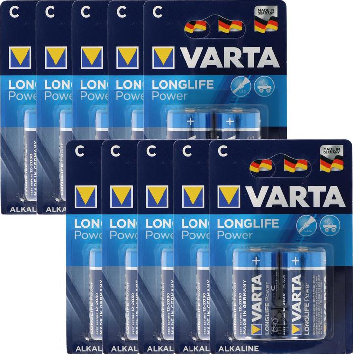 Produktbild Varta Longlife Power (ehem. High Energy) Baby C Batterie 4914 10x 2er Blister (10 Stk., C, AAA, AA, 7800 mAh)