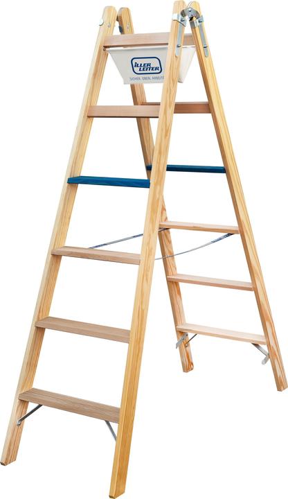 Produktbild Iller 2107-7 Holz Stufen Stehleiter ERGO Plus 2x7 (Stehleiter)