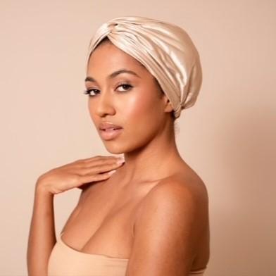 Actual product image VBEAUTY Premium silk turban champagne