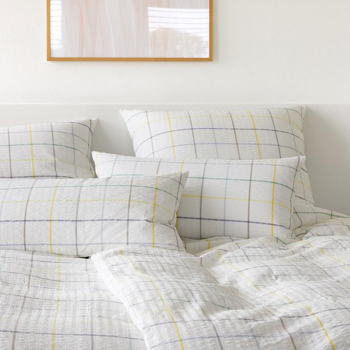 Produktbild Elegante Web-Seersucker Bettwäsche Trondheim multi gelb (Bettwäsche Set, 135 x 200 cm, 40 x 80 cm)