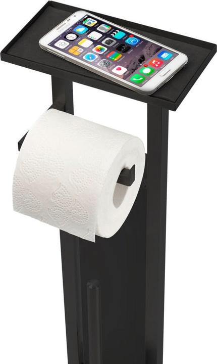 Image du produit Wenko Garniture de WC sur pied Mod. Debar avec tablette Noir en acier inoxydable