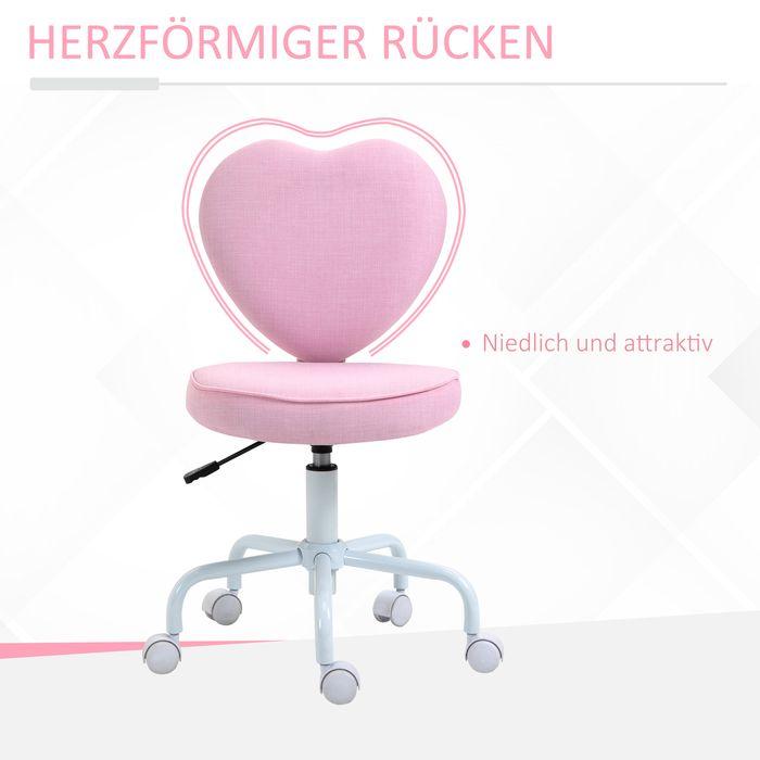 Immagine prodotto Swisshandel24 Sedia direzionale per computer a forma di cuore in tessuto di lino rosa