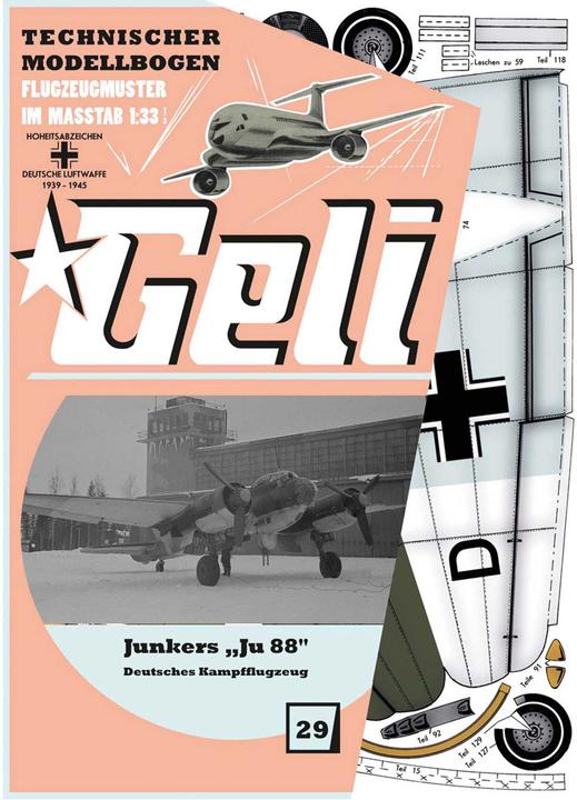 Actual product image Geli junkers "ju88" # 29 cardboard model
