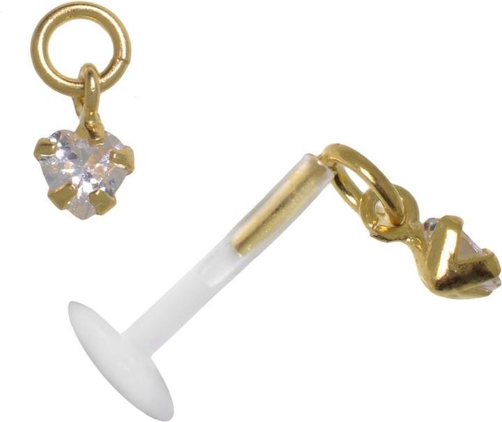 Actual product image Bijouteria Piercing for lip/Tragus (Gold plating (gold-plated), Silver 925, Zirconia, Bioplastic)