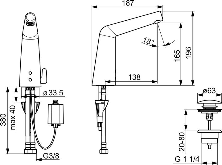 Produktbild Hansa Hansadesigno Style Waschtischarmatur, berührungslos, Bluetooth, Ausladung 138mm, 51792201