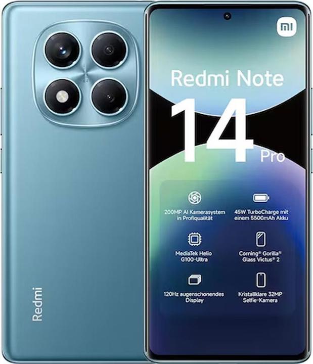 Productafbeelding Xiaomi Redmi Note 14 Pro (256 GB, Oceaanblauw, 6.67", Dubbele SIM, 200 Mpx, 4G)