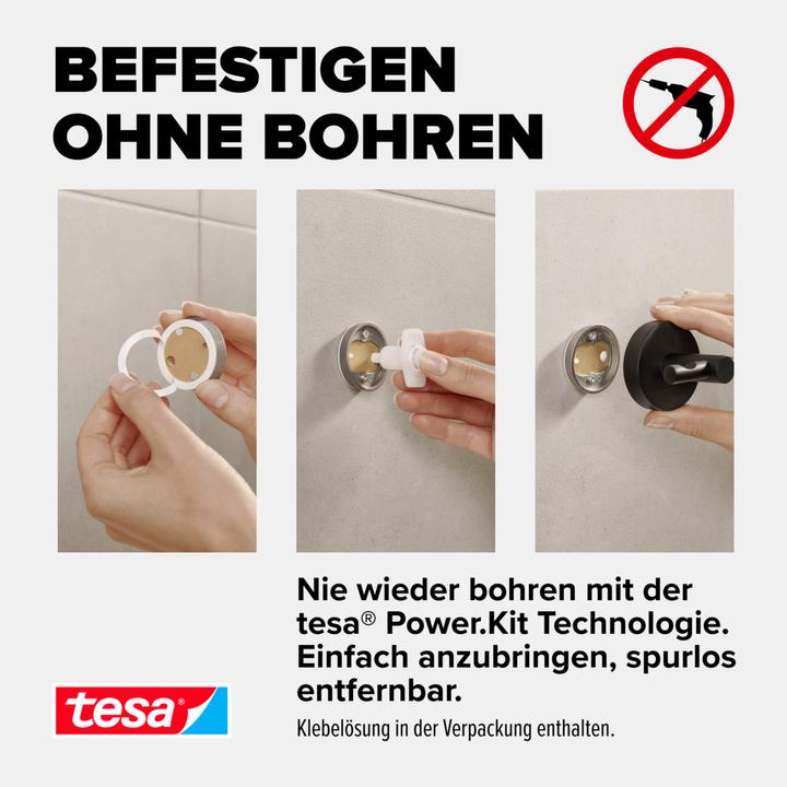 Actual product image tesa MOON BLACK toilet roll holder incl. adhesive solution without drilling