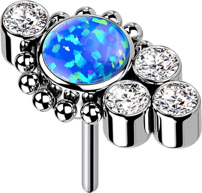 Immagine prodotto Star Piercing Perline d'argento senza fili quattro cristalli argento opale blu (Titanio G23, senza ottone)