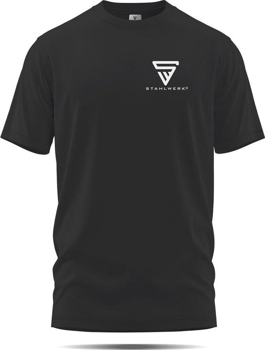 Actual product image Stahlwerk T-shirt Black Size XXL Short-sleeved shirt with logo print 100% cotton (XXL)