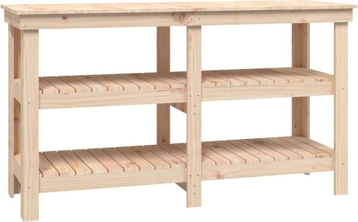 Immagine prodotto VidaXL Werkbank Arbeitstisch Werkstatttisch Werktisch Tisch Massivholz Kiefer (142.50 cm, 50 cm)