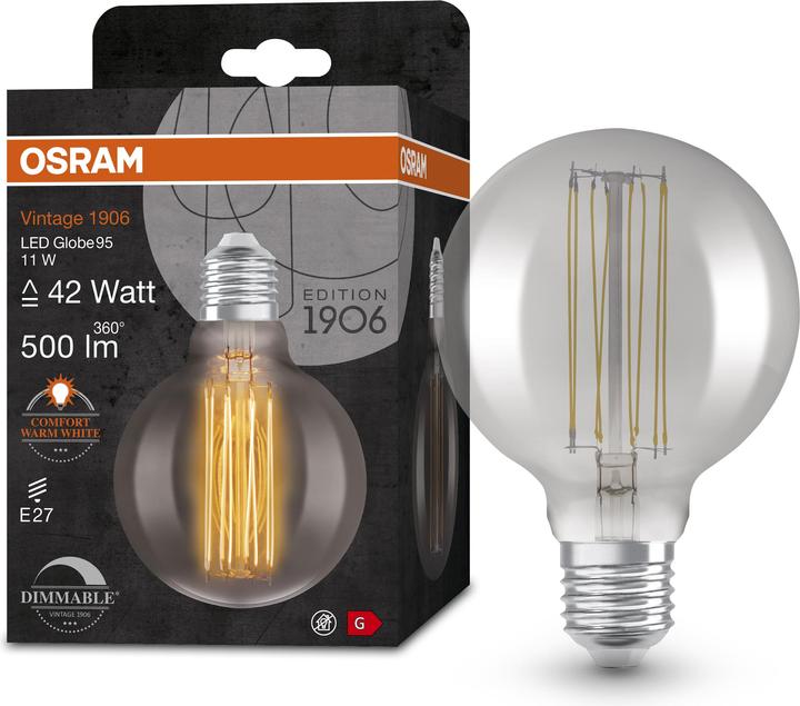 Immagine prodotto Osram Globo a filamento vintage 1906 Led Classic Slim (E27, 11 W, 500 lm, 1 x, G)