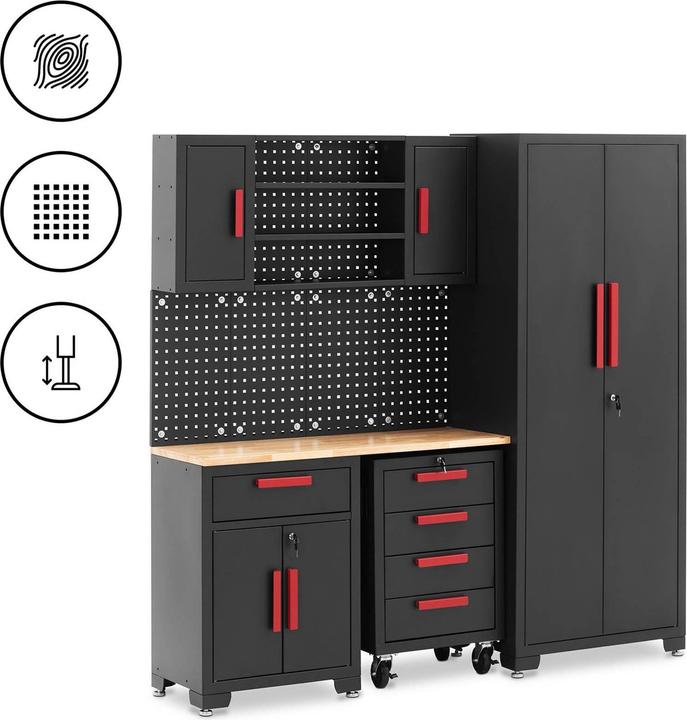 Actual product image MSW Tool Cabinet - modular - 120.3 x 42.7 x 2.5 cm top - perforated wall - roller container - lockable (19 cm, 4.90 cm)