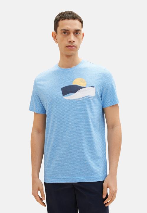 Image du produit Tom Tailor T-Shirt Gestreiftes Kurzarmshirt mit Rundhalsausschnitt und Foto-Print (XL)