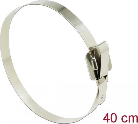 Immagine prodotto Delock Fascetta in acciaio inossidabile riutilizzabile con chiusura pieghevole L 400 x L 10 mm 10 pezzi (Fascette in plastica, 10 mm, 10 pz.)