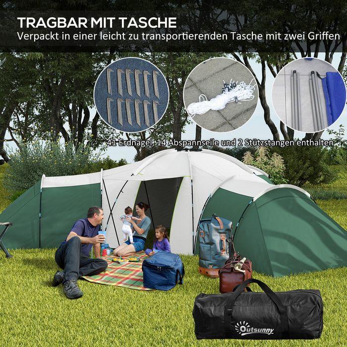 Actual product image Swisshandel24 Tunnelzelt Campingzelt für 6-9 Personen mit 3 Schlafzimmern, Wohnzimmer, Veranda (Tunnel tent, 6 persons)