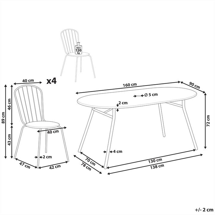 Produktbild Beliani Gartenmöbel Set Metall hellblau 4-Sitzer CALVI (160 cm)