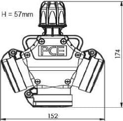Produktbild PCE 3-Wege Kupplung mit Klappdeckel Vollgummi IP44 250V 16A 253622-s