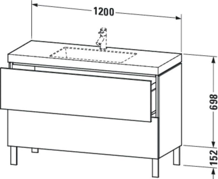 Image du produit Duravit Meuble sous-lavabo L-CUBE avec lavabo Vero Air 698x1200x480mm 1 HL bet-gr