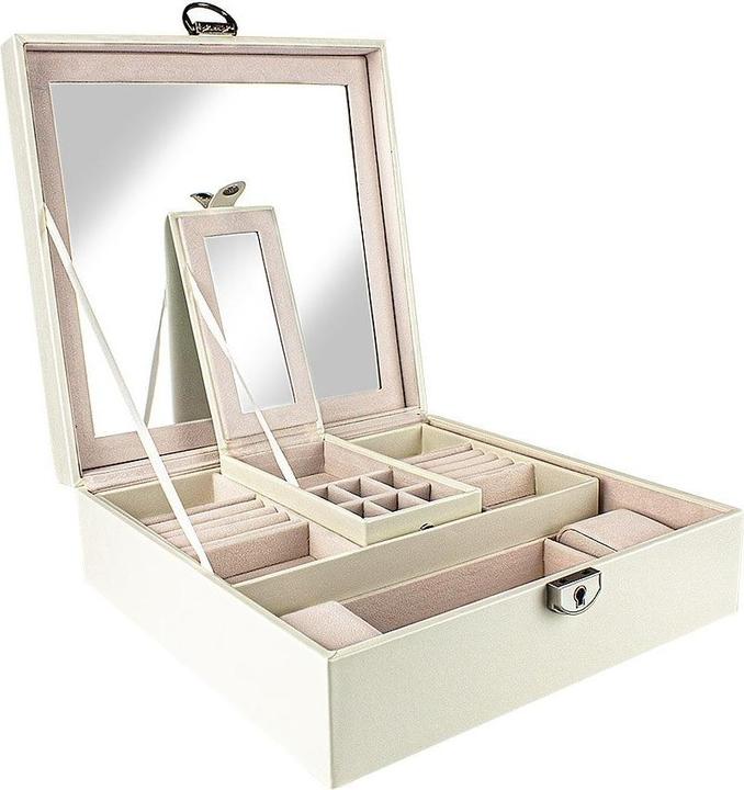 Actual product image JTI Quilted jewellery box with travel box - white