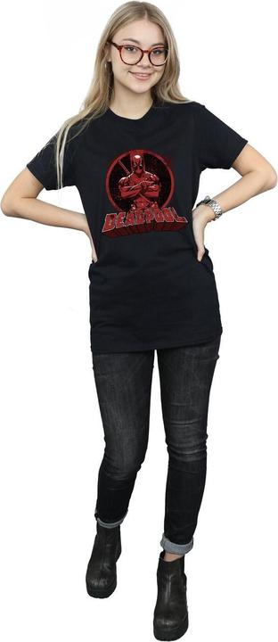 Actual product image Deadpool Womens/Ladies Arms Crossed Logo Boyfriend T-Shirt (L)