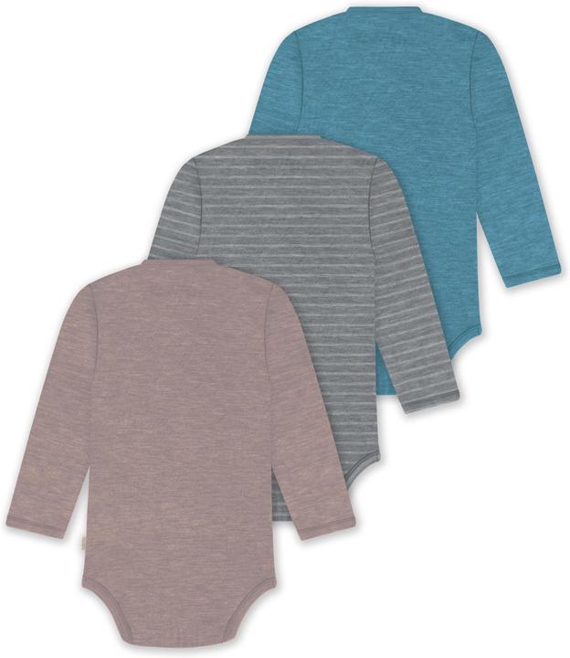 Actual product image Normani Set of 3 baby body wrap long sleeve toddler bodysuit made from merino wool - 9357 (86)