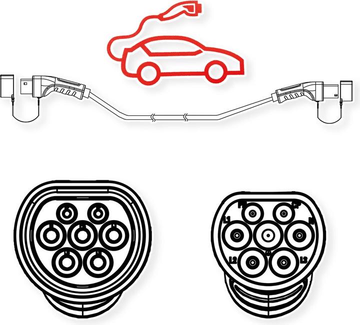 Actual product image Roline E-car charging cable Type2, 1-phase (Type 2, 7.40 kW, 32 A, 3 m)