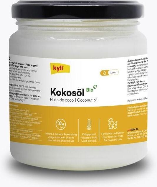 Actual product image Kyli Coconut oil organic, cold pressed (Dog, 255 ml)