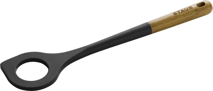 Staub Cooking spoon w. hole with acacia wood handle, 31 cm
