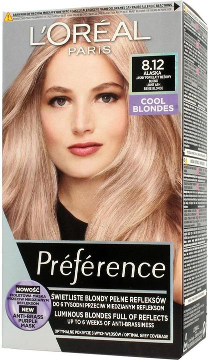 Productafbeelding L'Oréal Paris L'Oreal Professionnel Preference Hair Dye 8.12 Alaska - Lichtgrijs Beige Blond 1op. (8.12 Alaska)