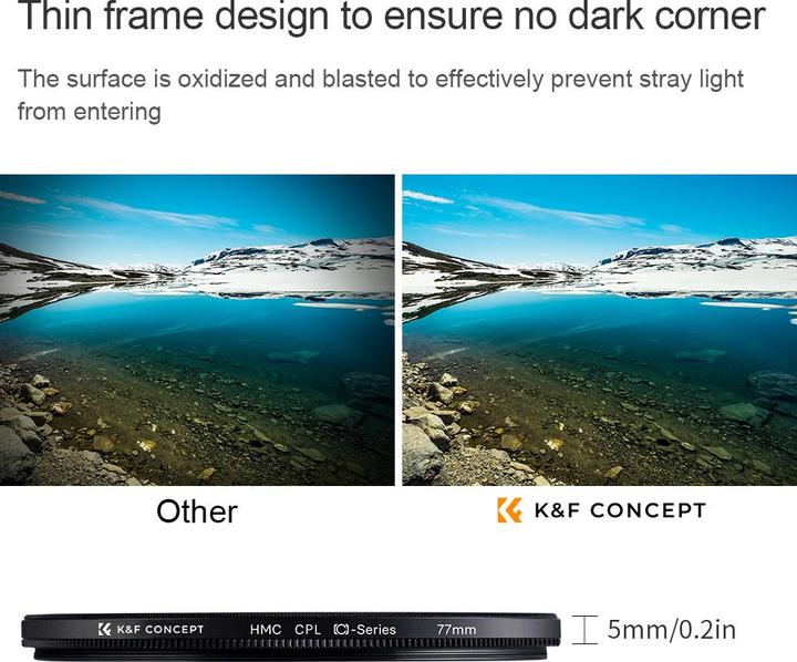 Actual product image K&F Concept 67MM Circular Polarizer Lens Filter Ultra-Slim 18 Multi-Layer Coatings (C Series) (67 mm, Polarizing filter)