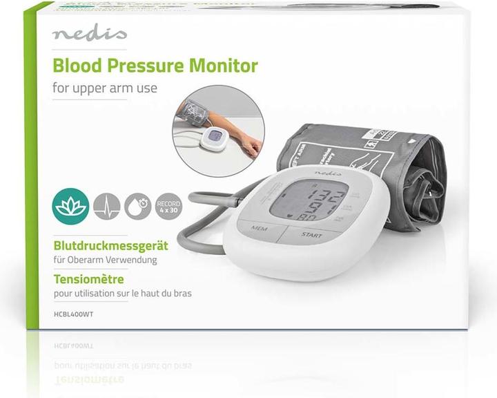 Immagine prodotto Nedis Misuratore di pressione del braccio superiore bianco (Sfigmomanometro per braccio)