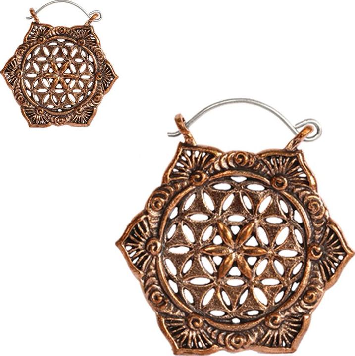 Produktbild Star Piercing Ohrring rosegold Blume mit Stern (Bronze, ohne Messing)