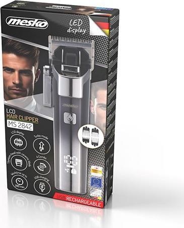 Produktbild Mesko | Hair Clipper with LED Display | MS 2842 | Cordless | Number of length steps 8 | Grey