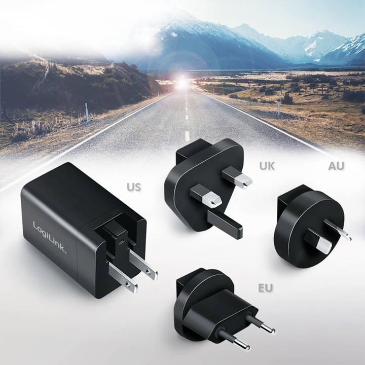Actual product image LogiLink USB socket travel adapter, 1x USB-A, 1x USB-C, GaN technology, 30 W (30 W)
