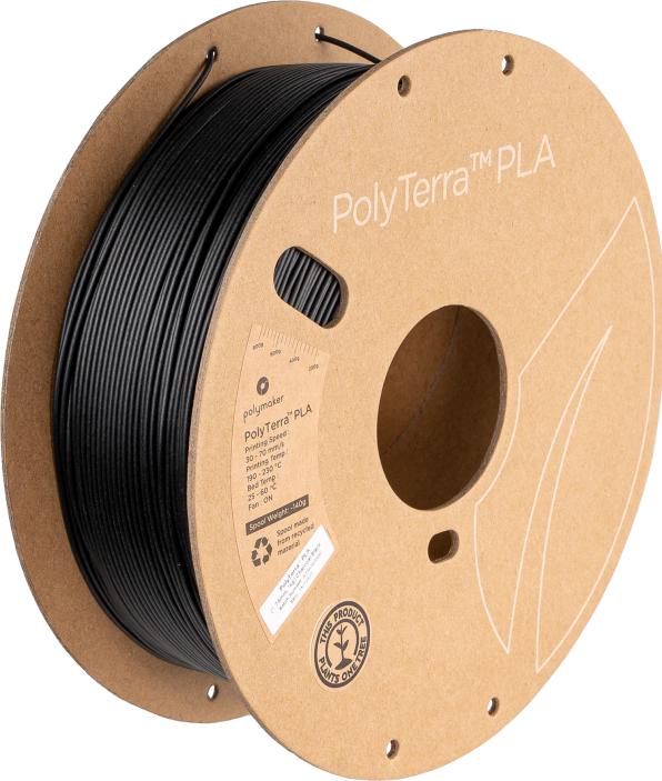 Actual product image Polymaker PolyTerra PLA - Charcoal Black - 2.85mm (PLA, 2.85 mm, 1000 g, Black)