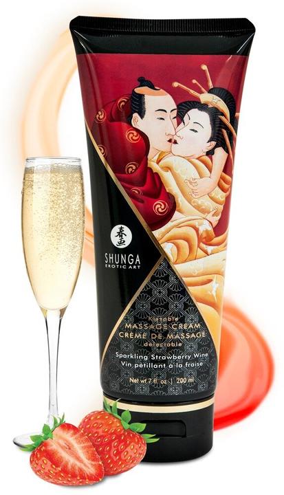 Actual product image Shunga Massage Cream Strawberry Wine (200 ml)