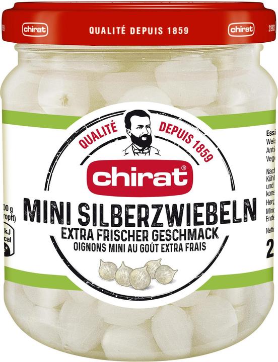 Produktbild Chirat Mini Silberzwiebeln extra frisch, Essiggemüse Zwiebeln ideal für Raclette, Fondue & Apéro (350 g)