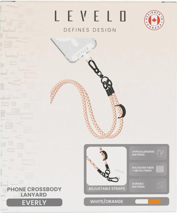 Immagine prodotto Levelo Everly Phone Crossbody Lanyard - White/Orange