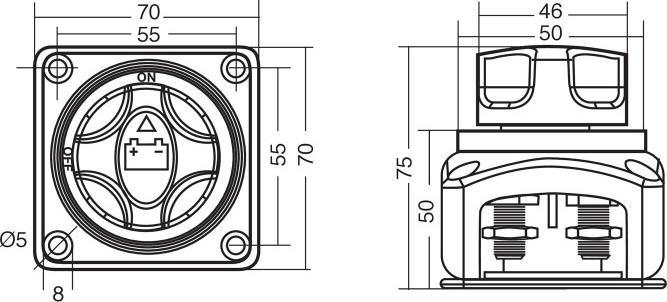 Actual product image Lampa Design Disconnect switch for battery with three positions, 12/50V
