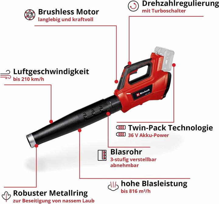 Actual product image Einhell GE-LB 36/210 Li E-Solo (Rechargeable battery operated, Leaf blower)